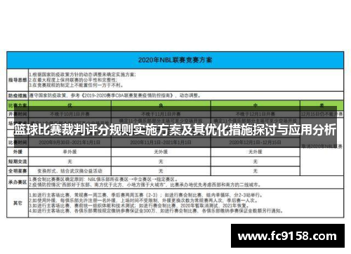 篮球比赛裁判评分规则实施方案及其优化措施探讨与应用分析